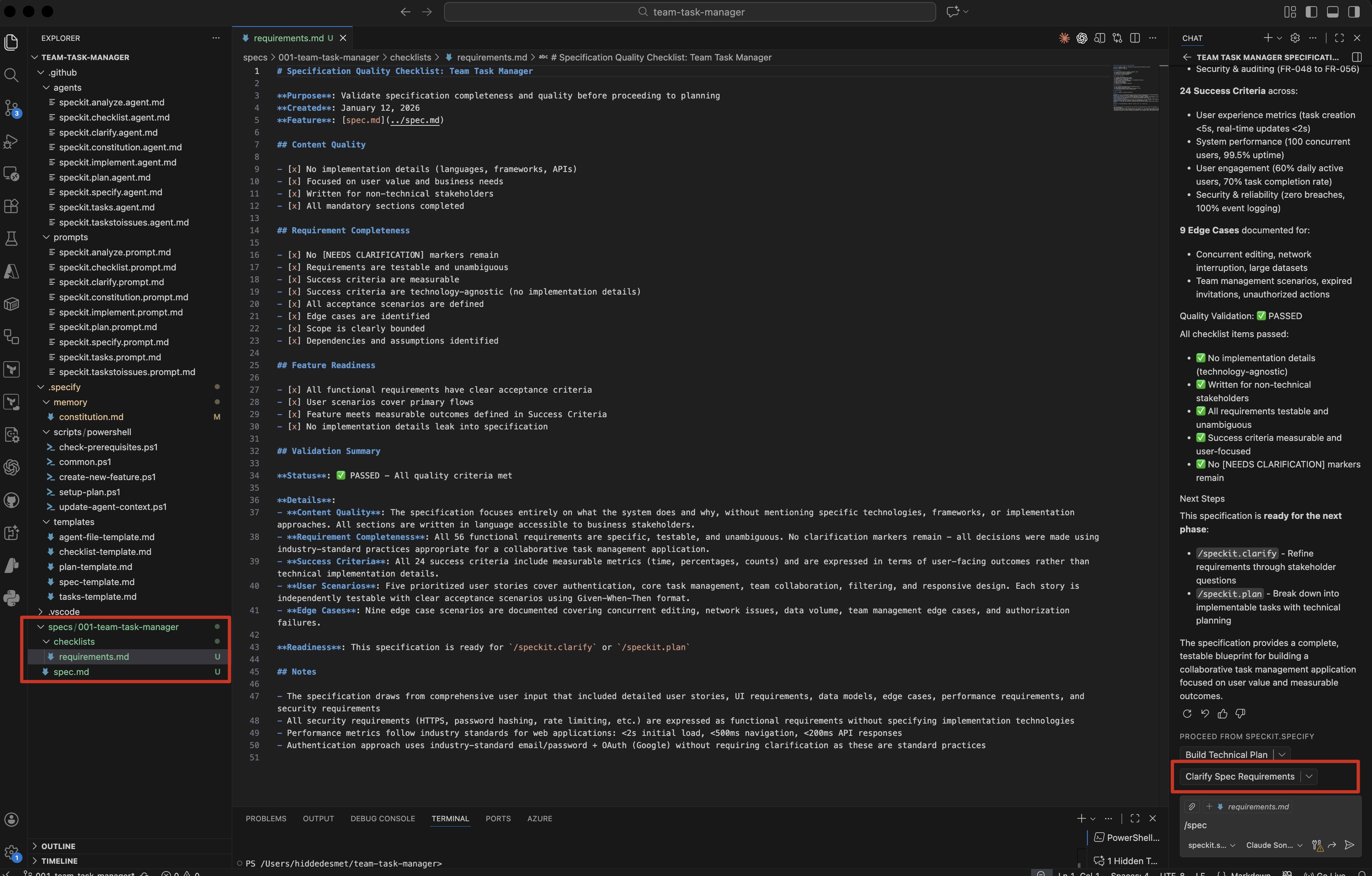 Specification validated