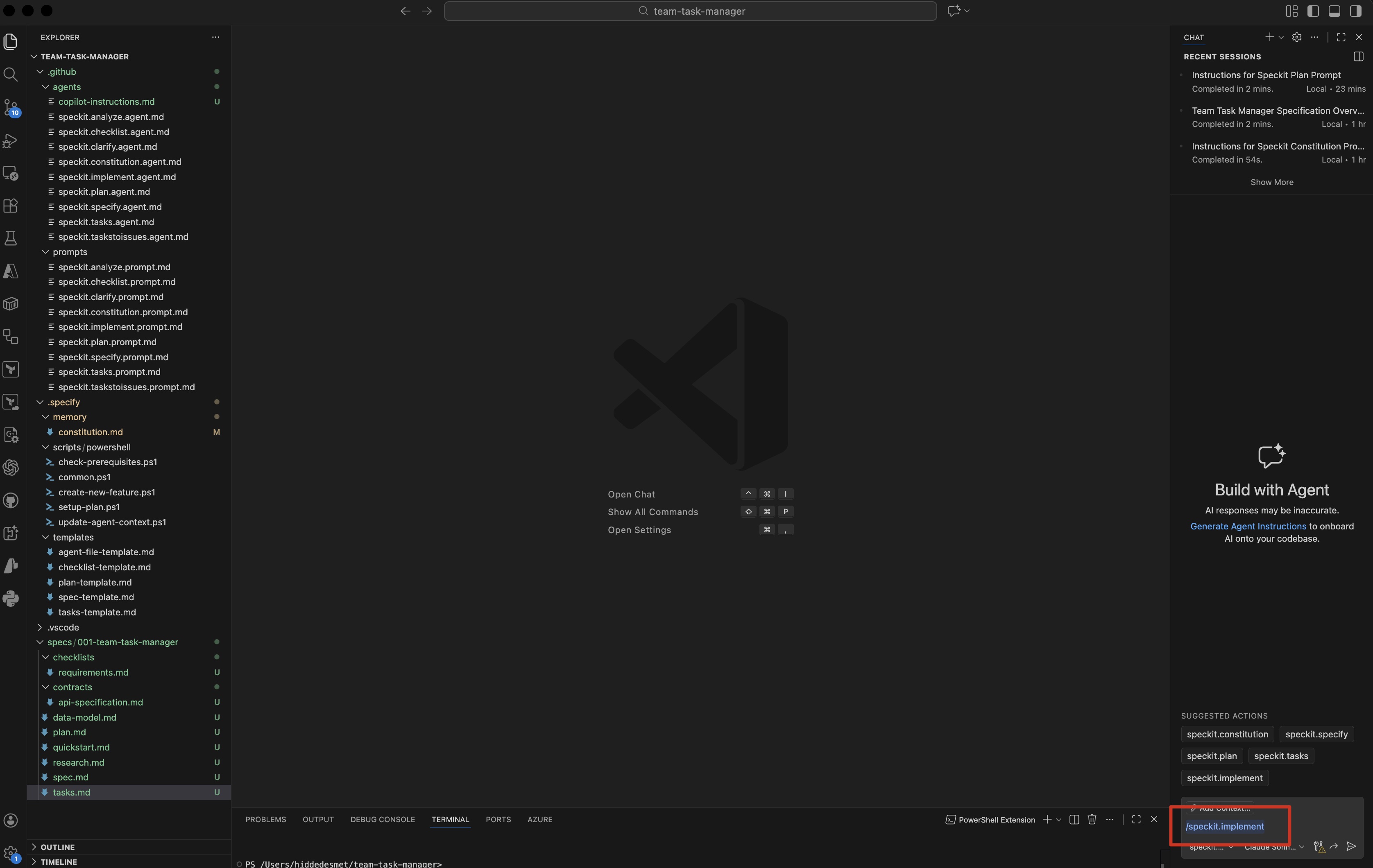 Running the implement command